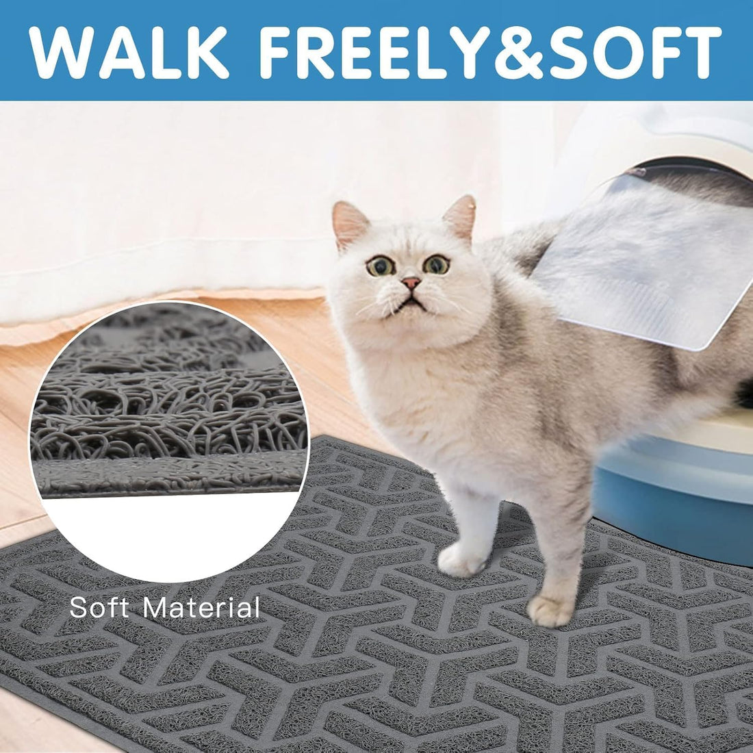 UPSKY Waterproof Cat Litter Mat Large 35" x 24" Soft on Kitty Paws