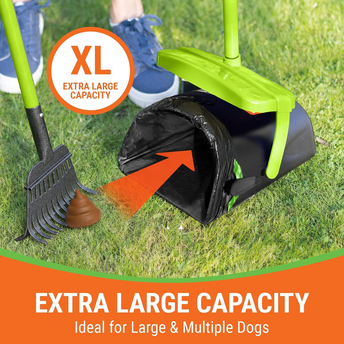 Pupzle Dry & Wet Dog Pooper Scooper with 40" Long Handle for Large