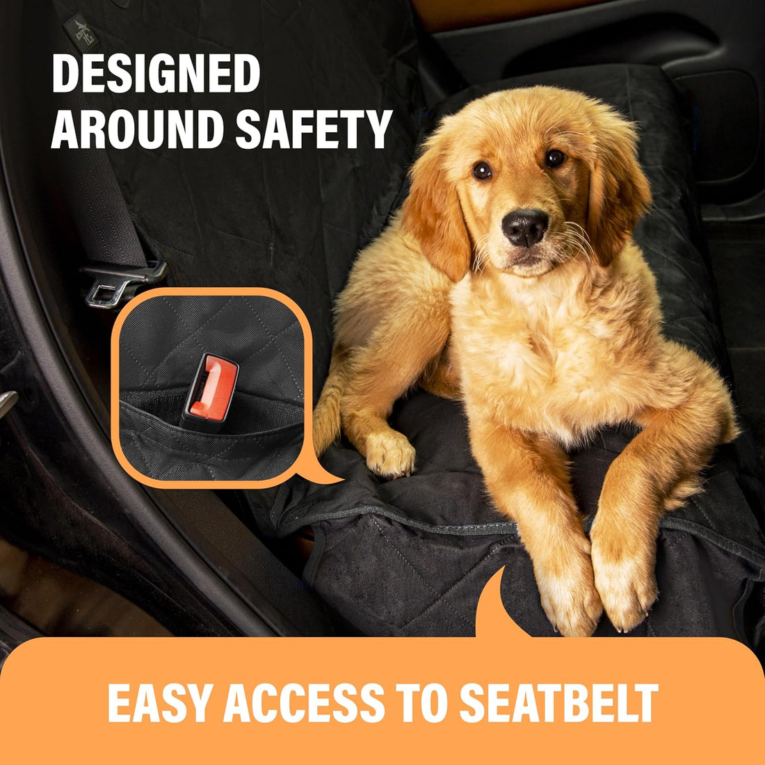 Active Pets Black Car Rear Seat Cover for Dogs