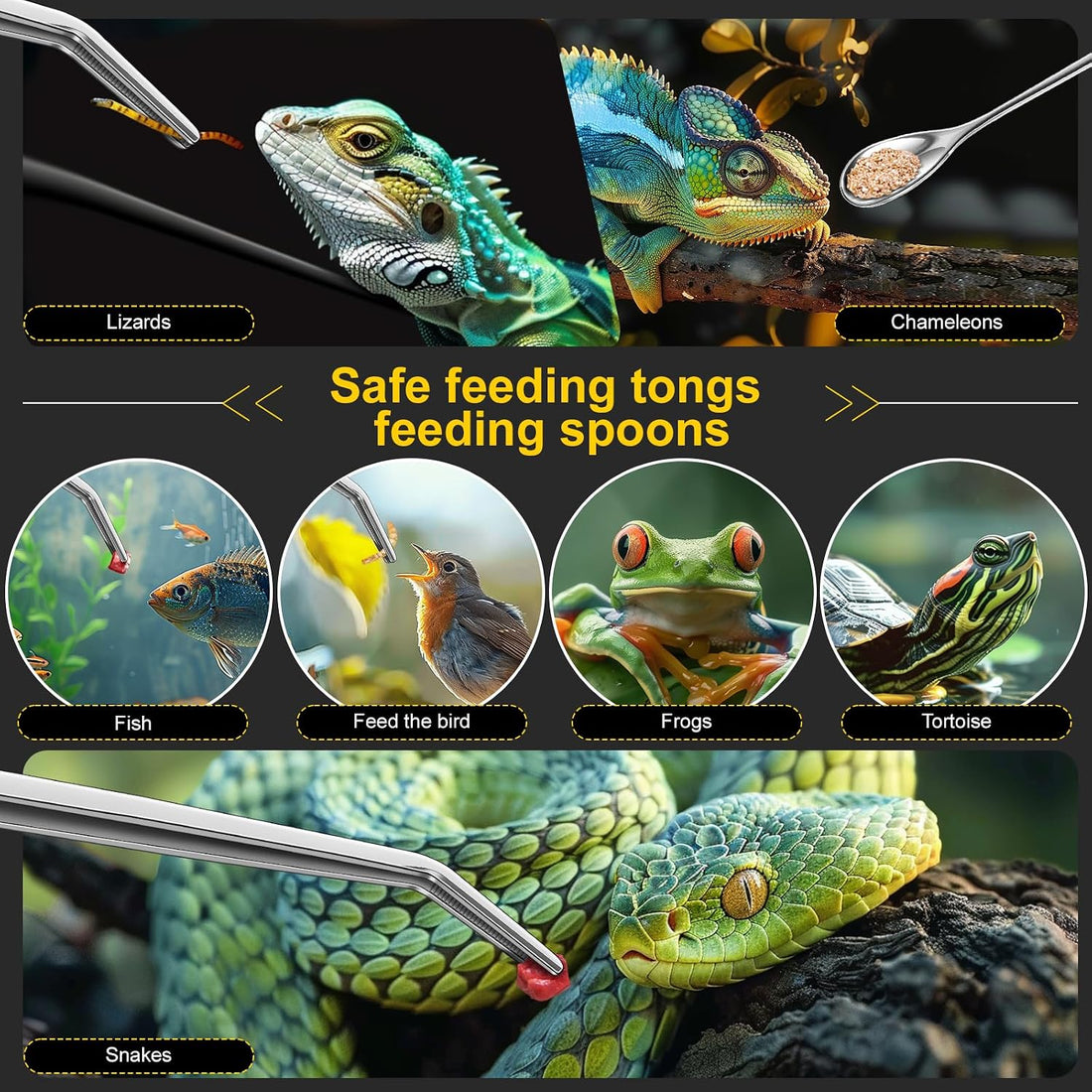 2pcs Reptile Feeding Tongs, Feeding Spoon