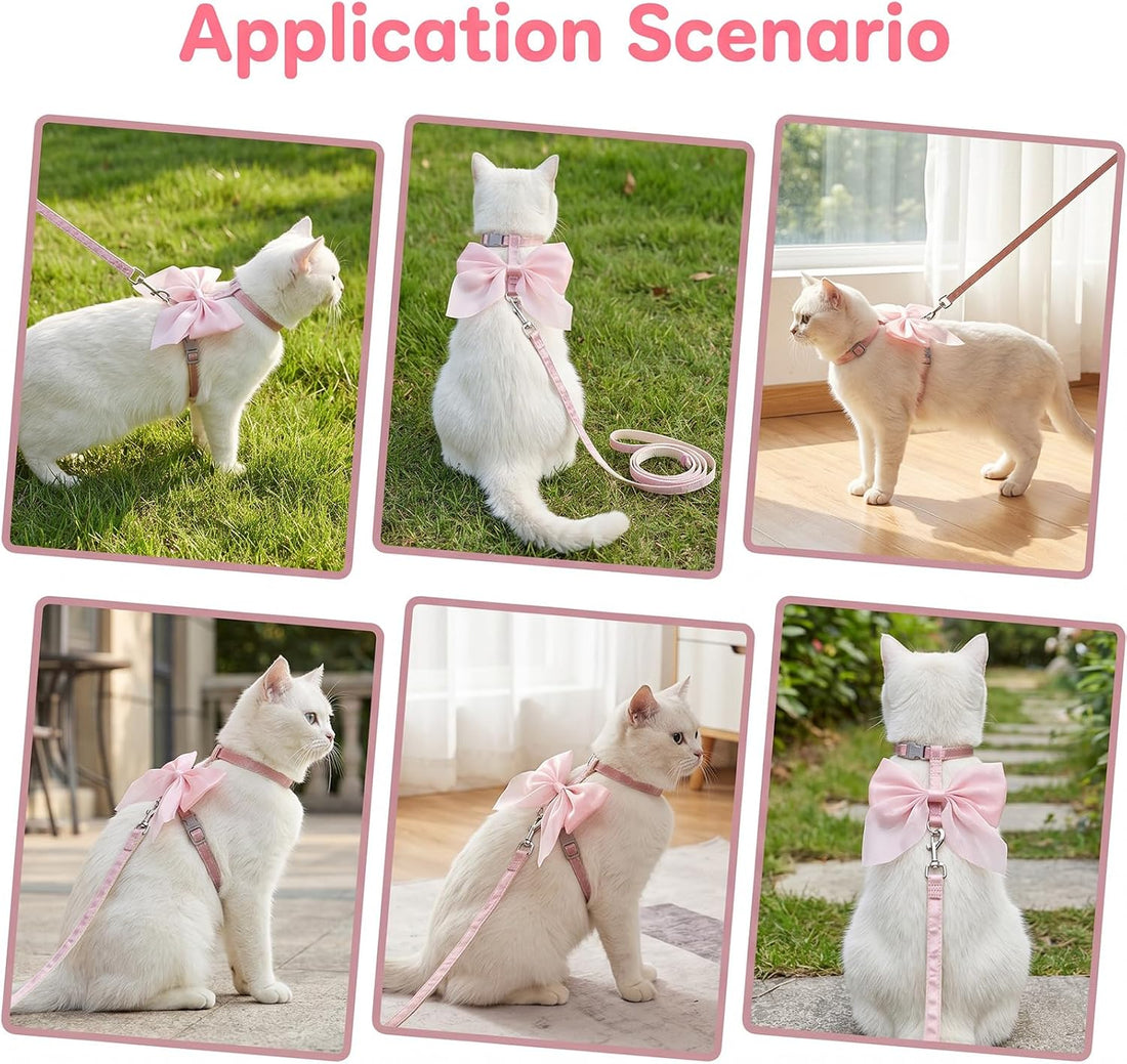 Cat Leash and Harness Set 13.39x49.21in Escape Proof Bunny Leash