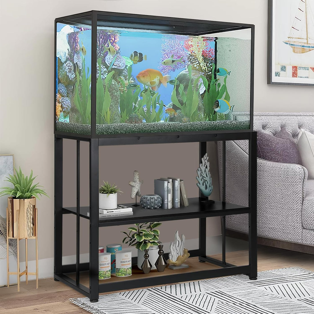 VOWNER 55-75 Gallon Fish Tank Stand, Metal Aquarium Stand