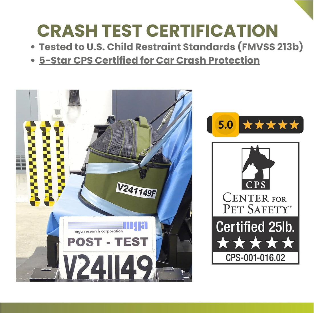 Crash-Tested Small Dog Car Seat | CPS Certified Crash Protection