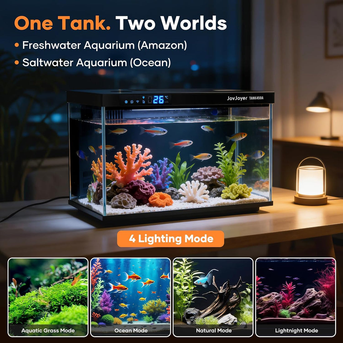 7.5 Gallon Smart Fish Tank with App-Controlled LED