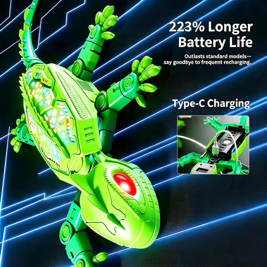Remote Control Wall Climbing Gecko Toy for Cats,Wall Crawler Gecko