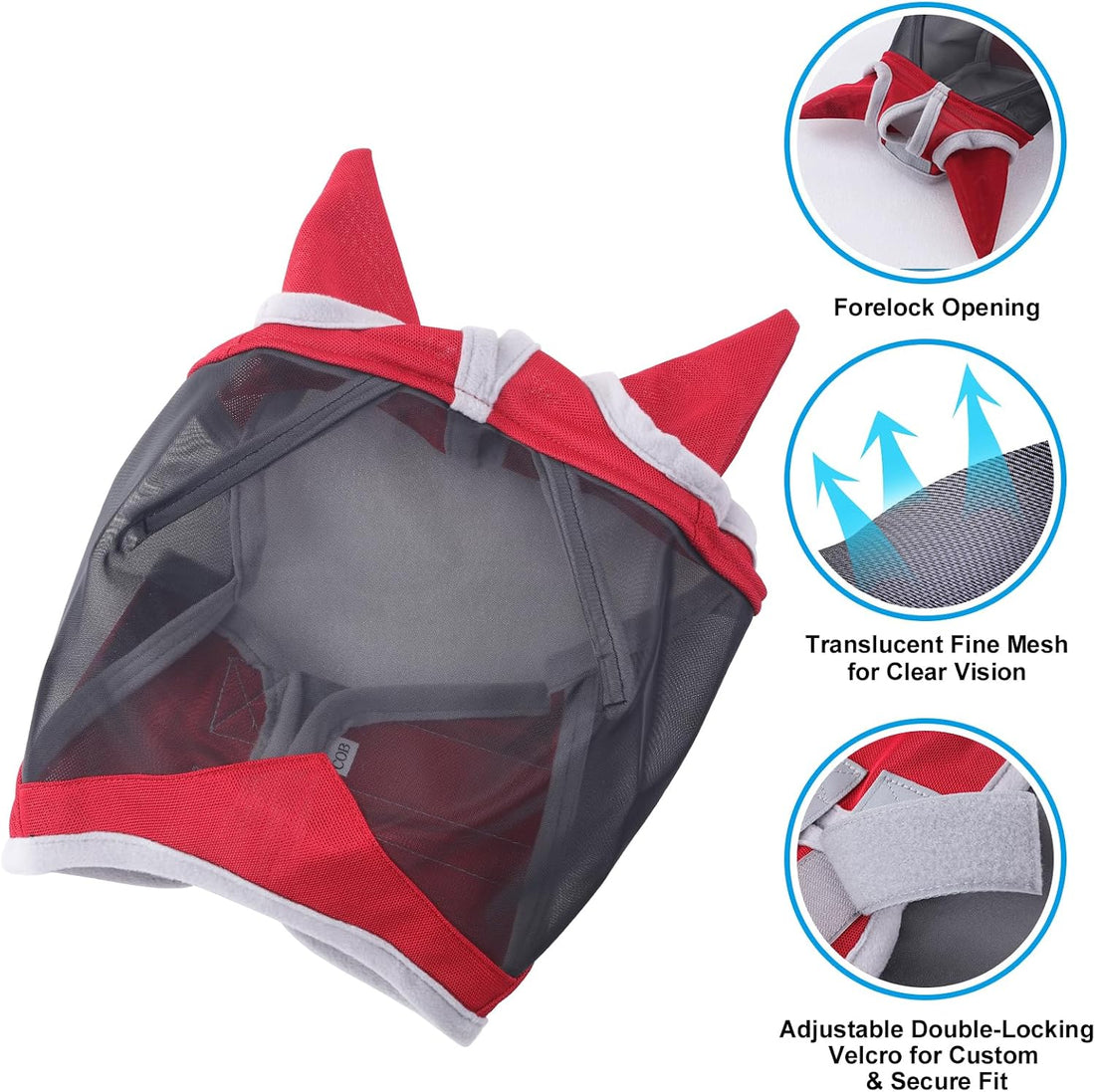 Horse Fly Mask with Ears, Breathable Fine Mesh