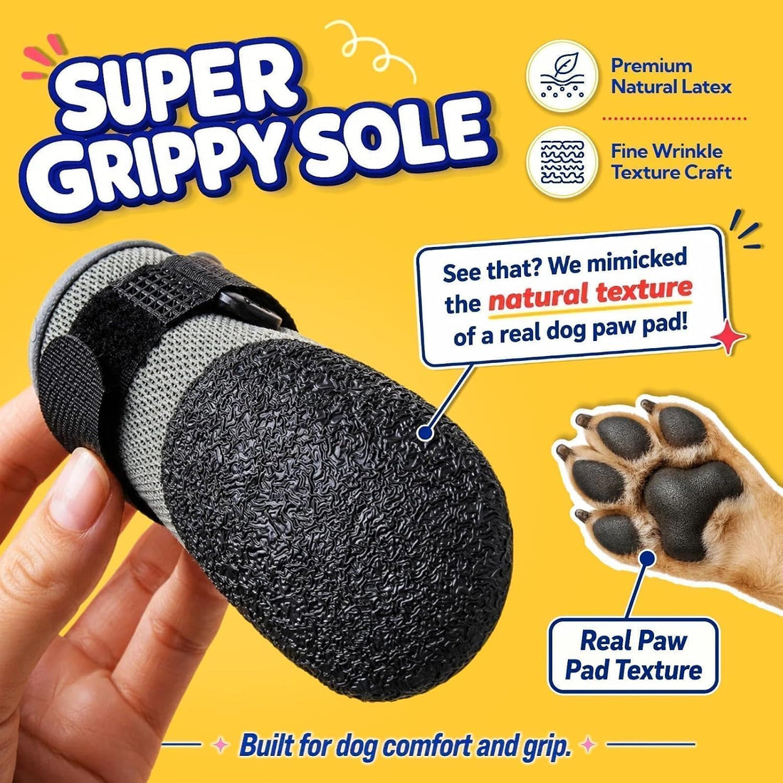 Super-Grippy, Comfortable Sole Dog Summer Shoes for Hot Pavement