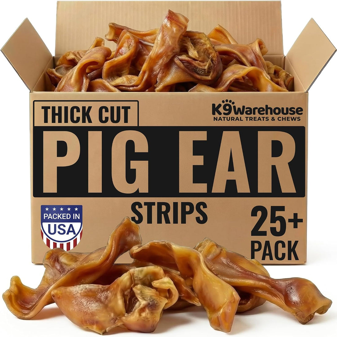 K9warehouse Bulk Pig Ear Bites for Dogs 100% Pork, Rawhide Alternative