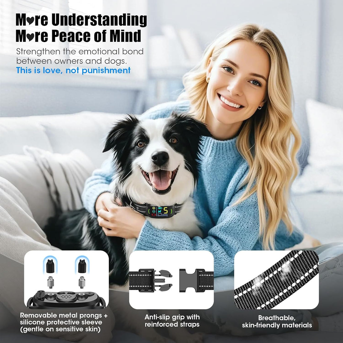 Oliry Smart AI Bark Collar for Large Medium Small Dogs
