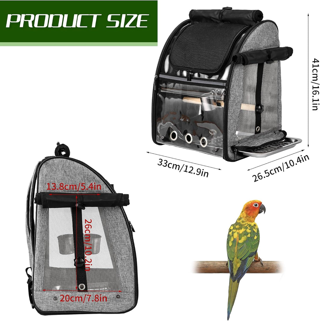 SUERTREE Bird Carrier Bag with Indestructible Stainless Steel Mesh