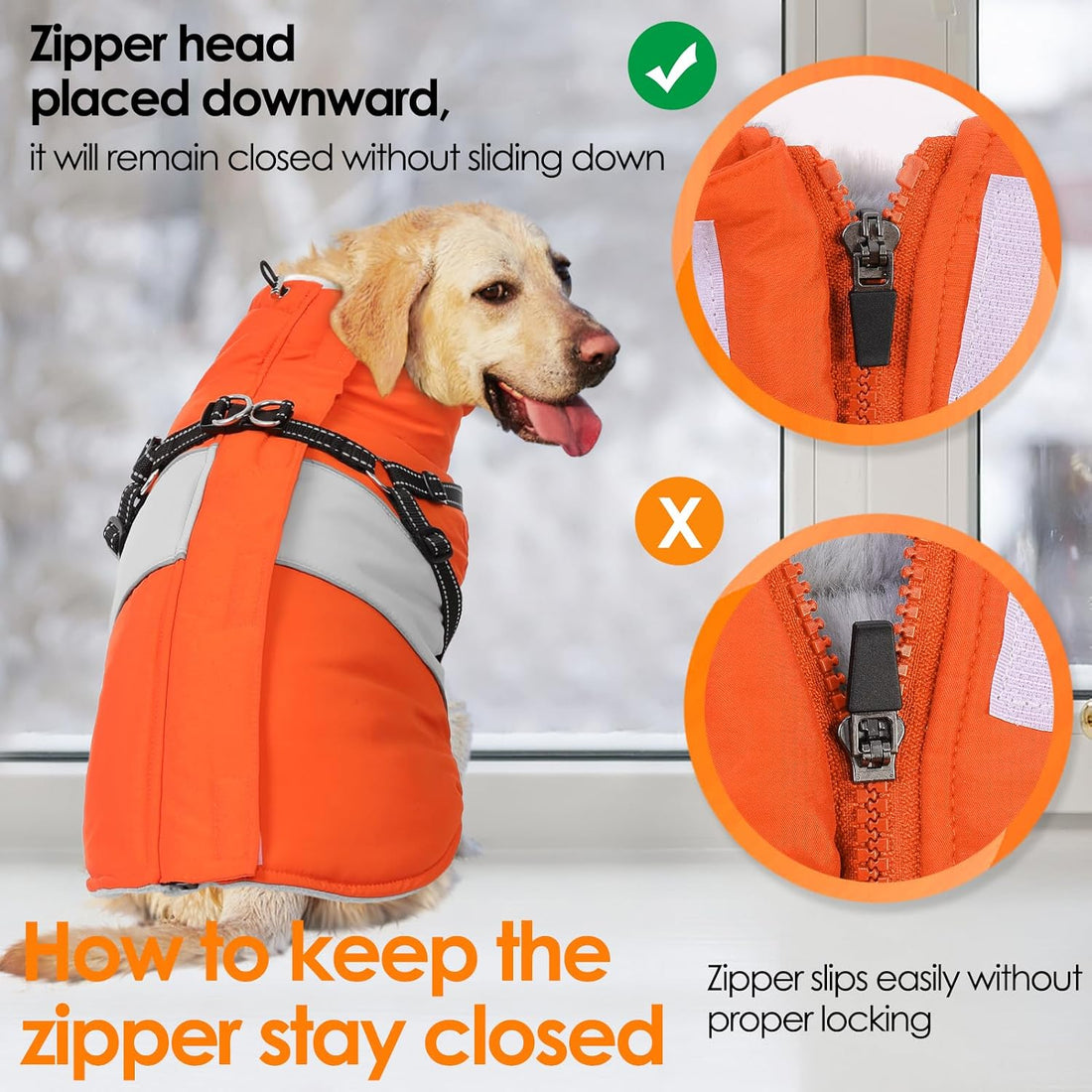 AOFITEE Dog Coat with Harness Waterproof Dog Winter Jacket for Medium