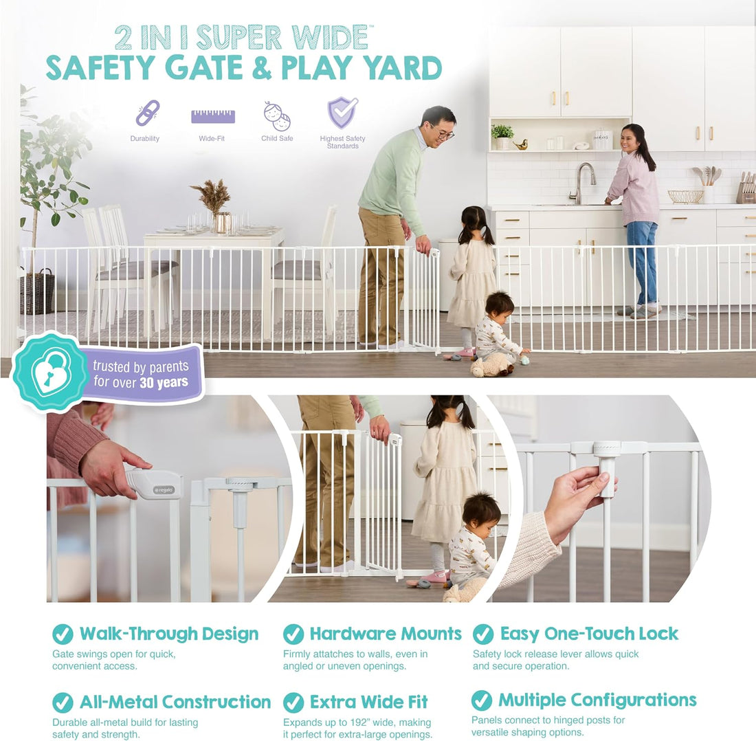 Regalo Safety 192" Super Wide Baby Gate & Play Yard