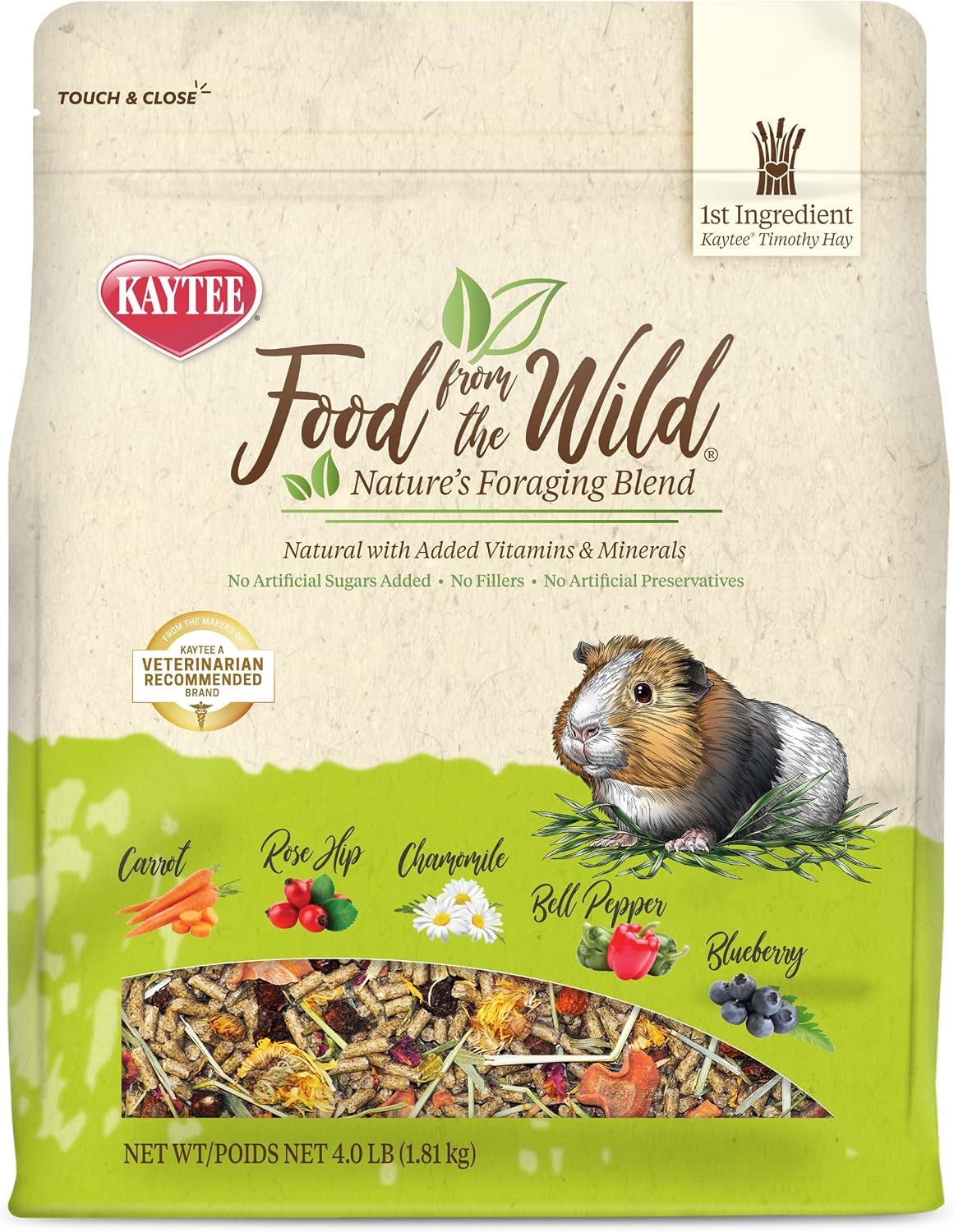 Kaytee Food from the Wild Guinea Pig Food, Timothy Hay, 4 Pounds