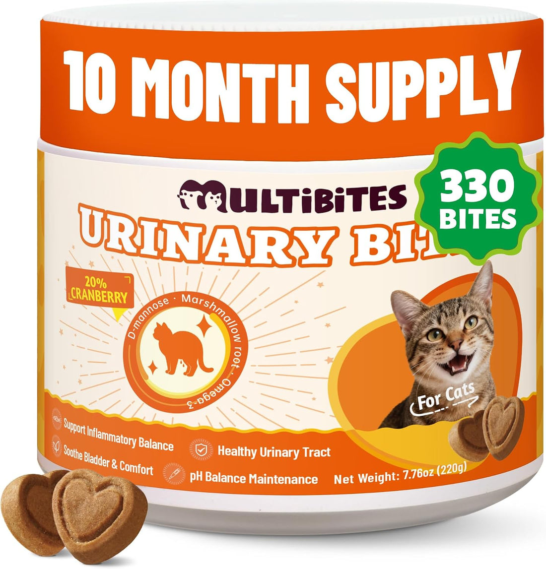 330 Bites Cat Urinary Supplement with Cranberry, Chicken Flavor