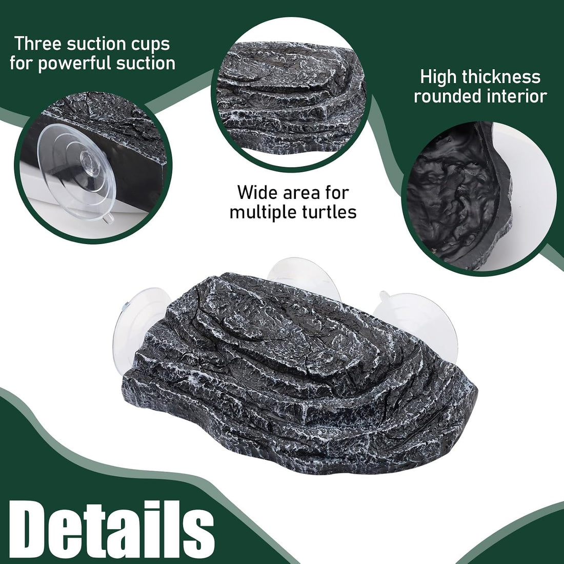 Basking Platform for Aquatic Turtles, Rock Suction Cup for Aquarium