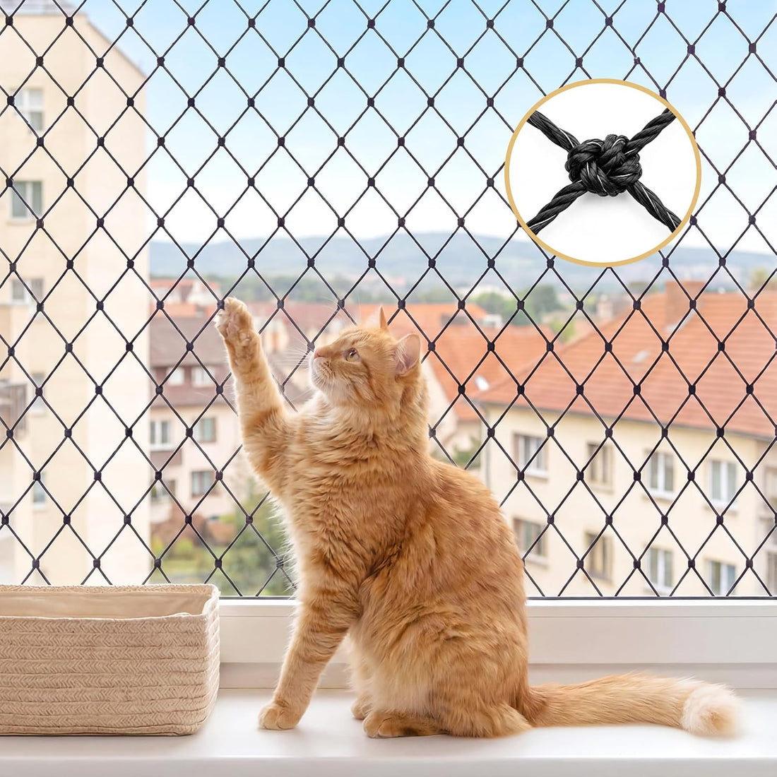Cat Netting Balcony, 10 x 13 ft Steel Wire Reinforced Mesh for Pets