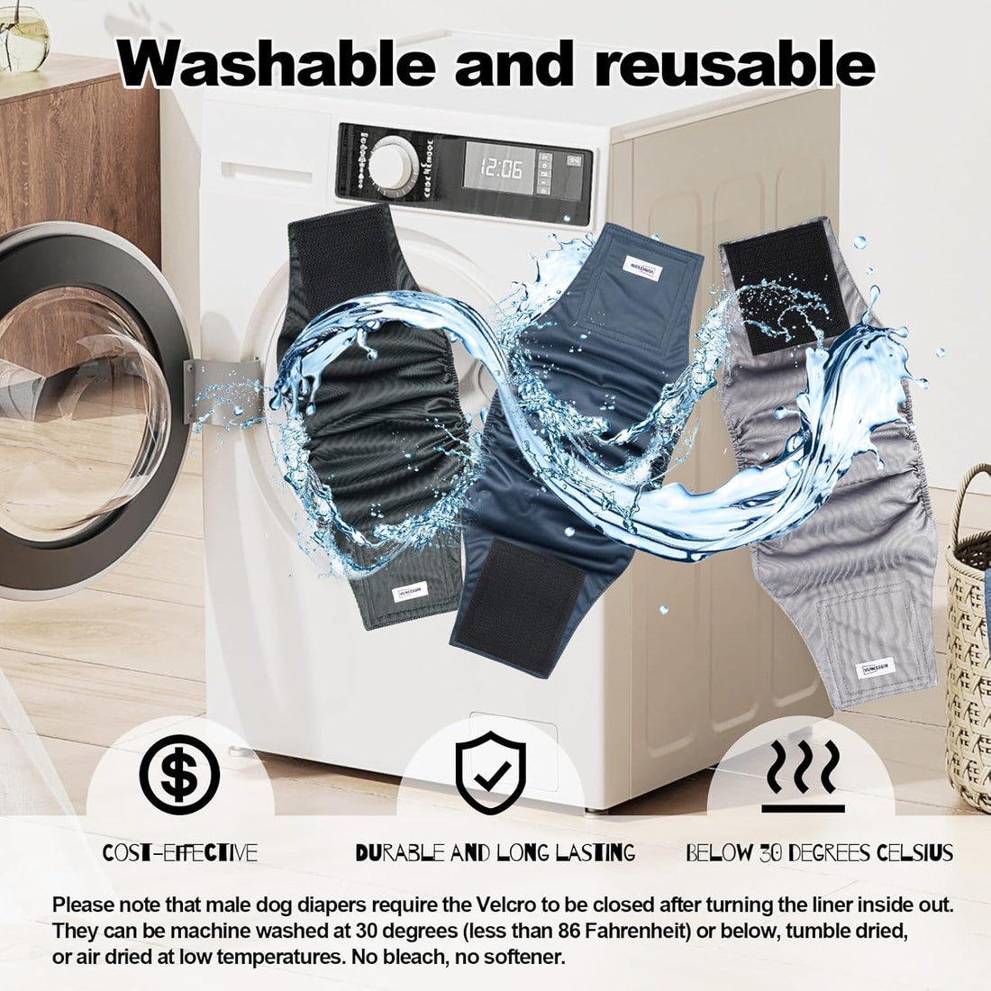 Washable Dog Diapers Male Reusable