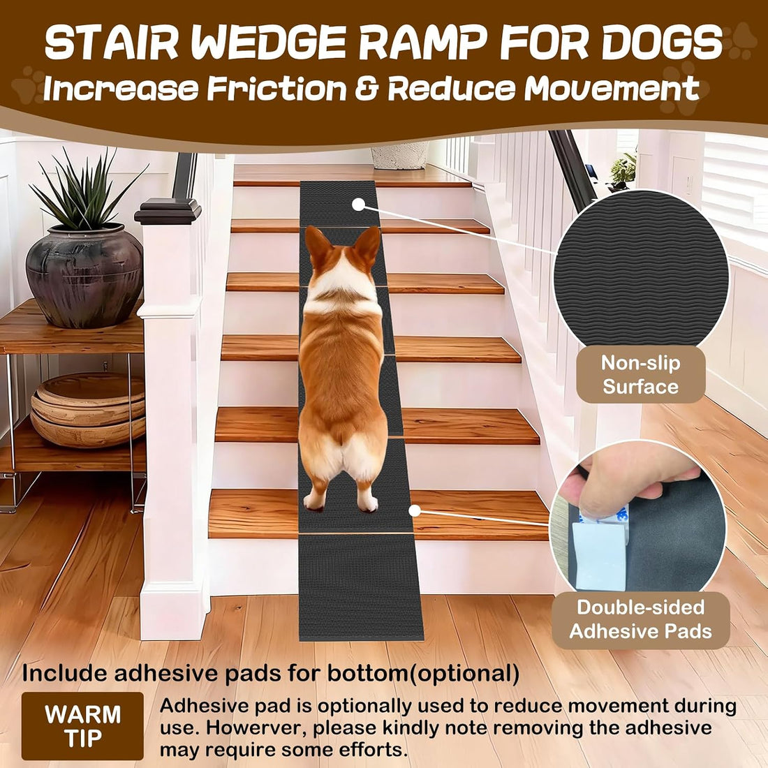 2PCS Dog Plastic Foam EVA Wedge Ramp for Indoor Stairs