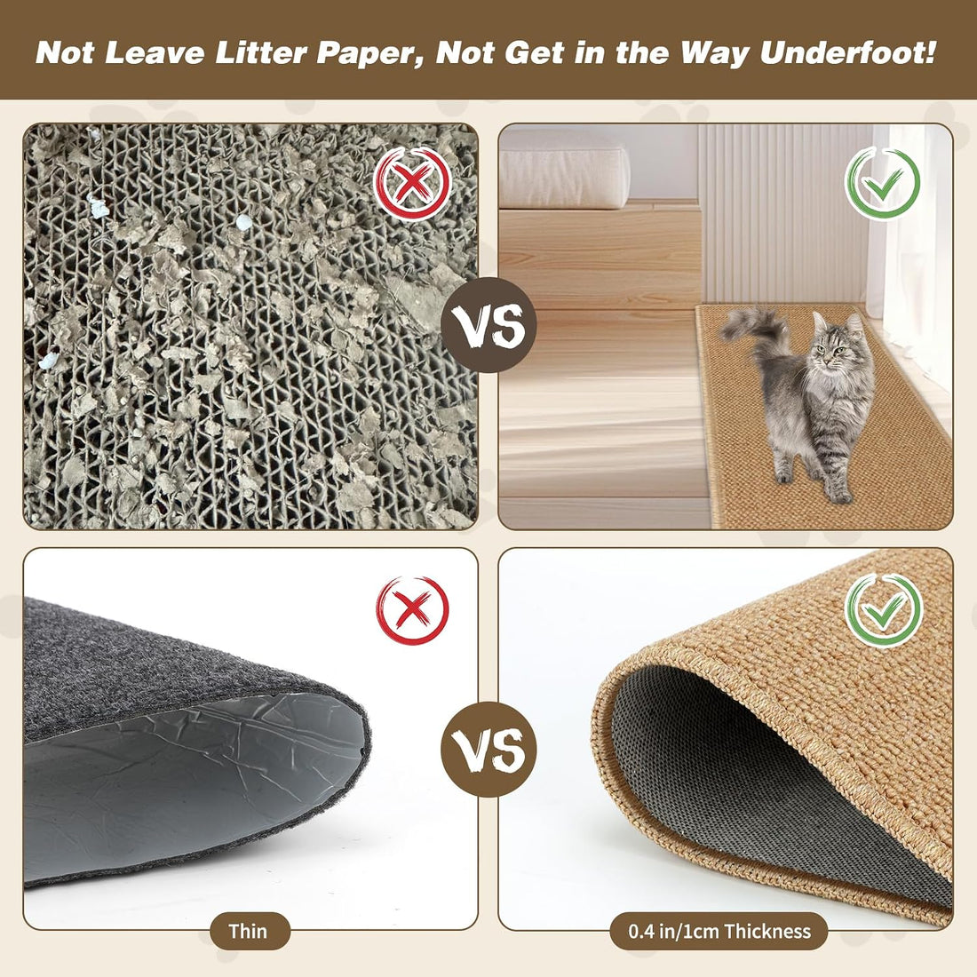 FHTONGE 71x15.8" Thickened Cat Wall Climbing Carpet with 16 Fixed