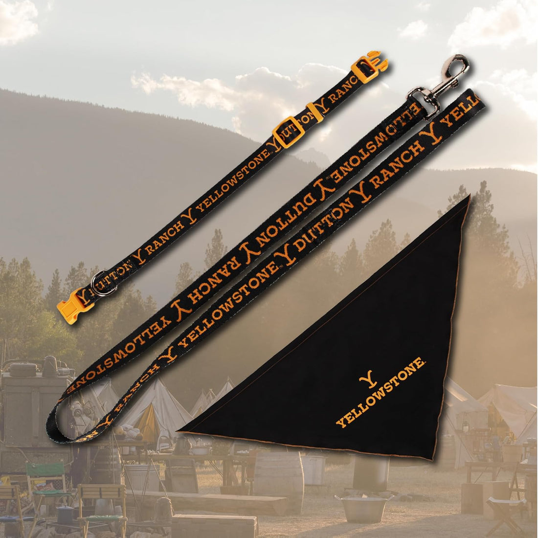 Official Yellowstone Dog Collar, Bandana & Leash Set