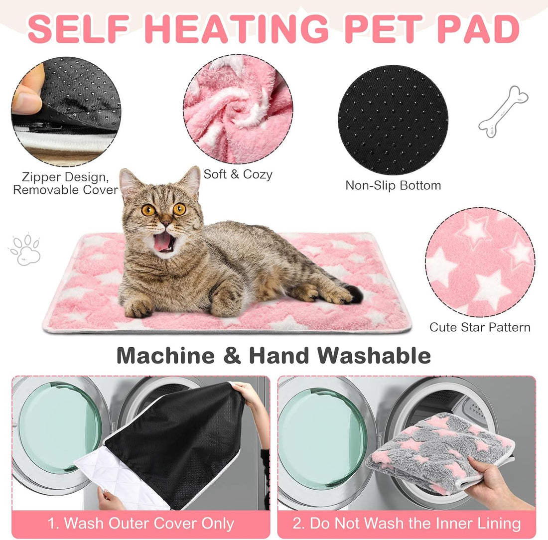 4 Pack Self Heating Cat Pad Self Warming Dog Mat, Star, 16 x 20 Inch