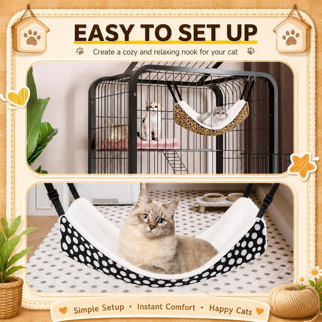 Jetec 2 Pack Cat Hammock for Cage