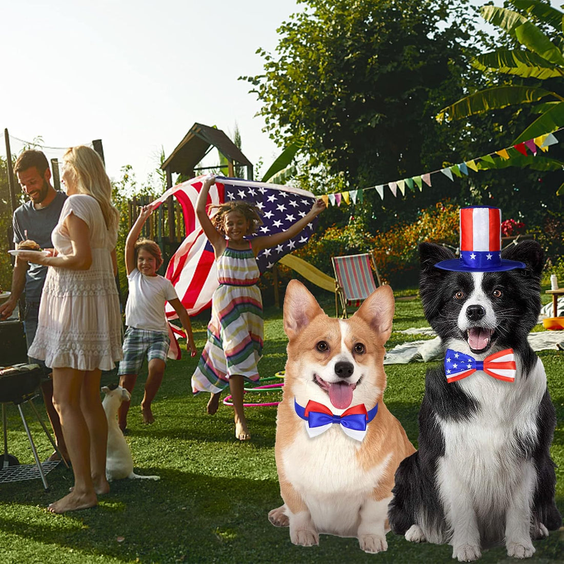 GOYOSWA 3 PCS Dog 4th of July Outfit