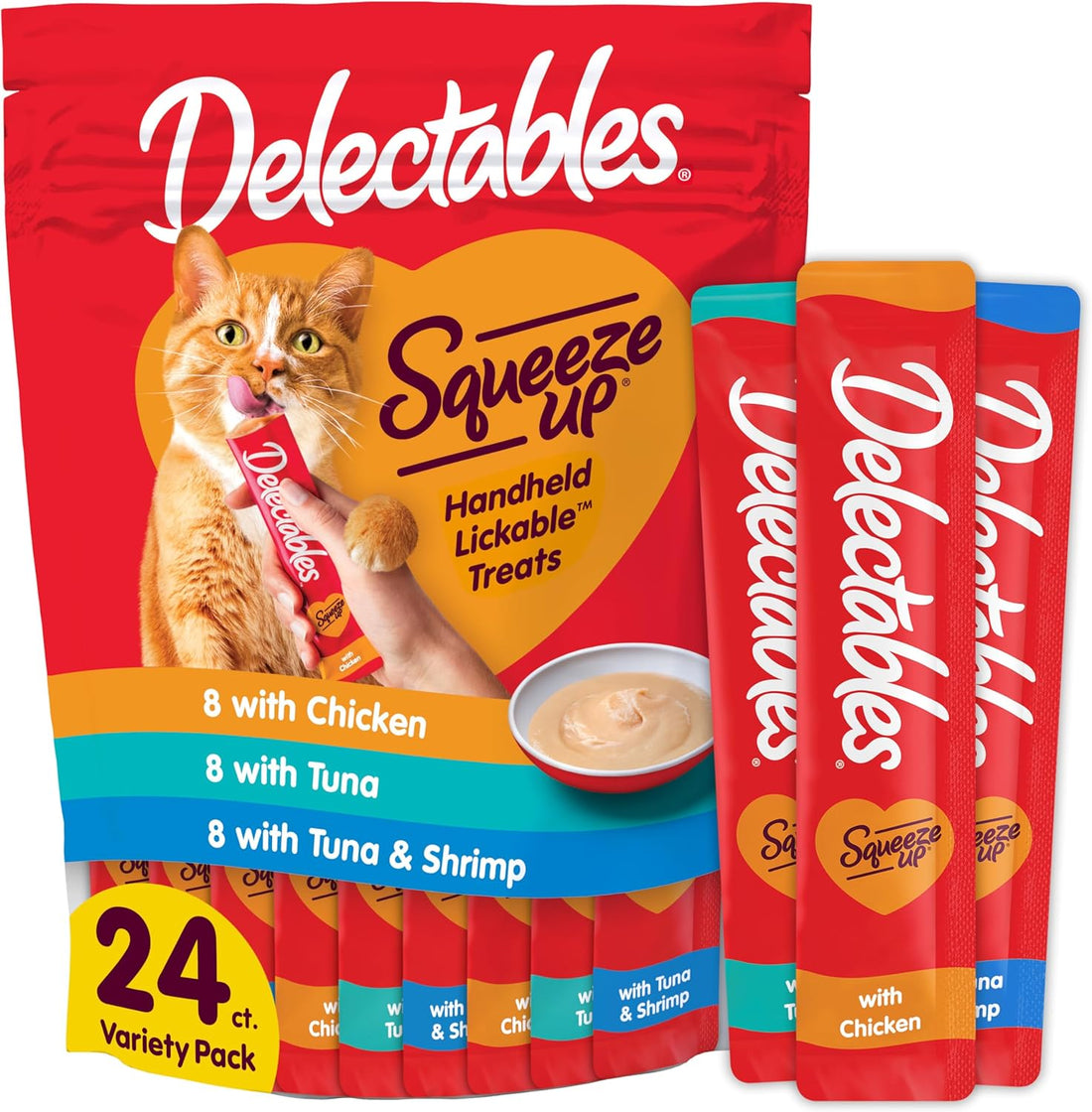 Delectables Squeeze Up Variety Pack, Creamy Lickable Wet Cat Treats