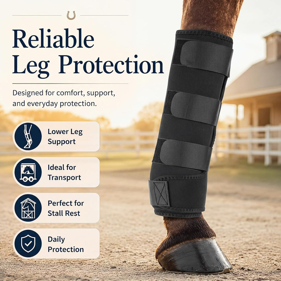 Abbylike L-14 Padded Horse Leg Wraps, Nylon Standing Wraps, Black