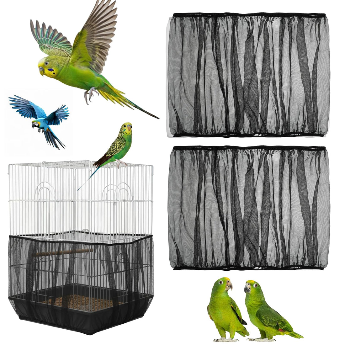 guduling 2-Pack Bird Cage Net,Adjustable Bird Net for Cage,Birds