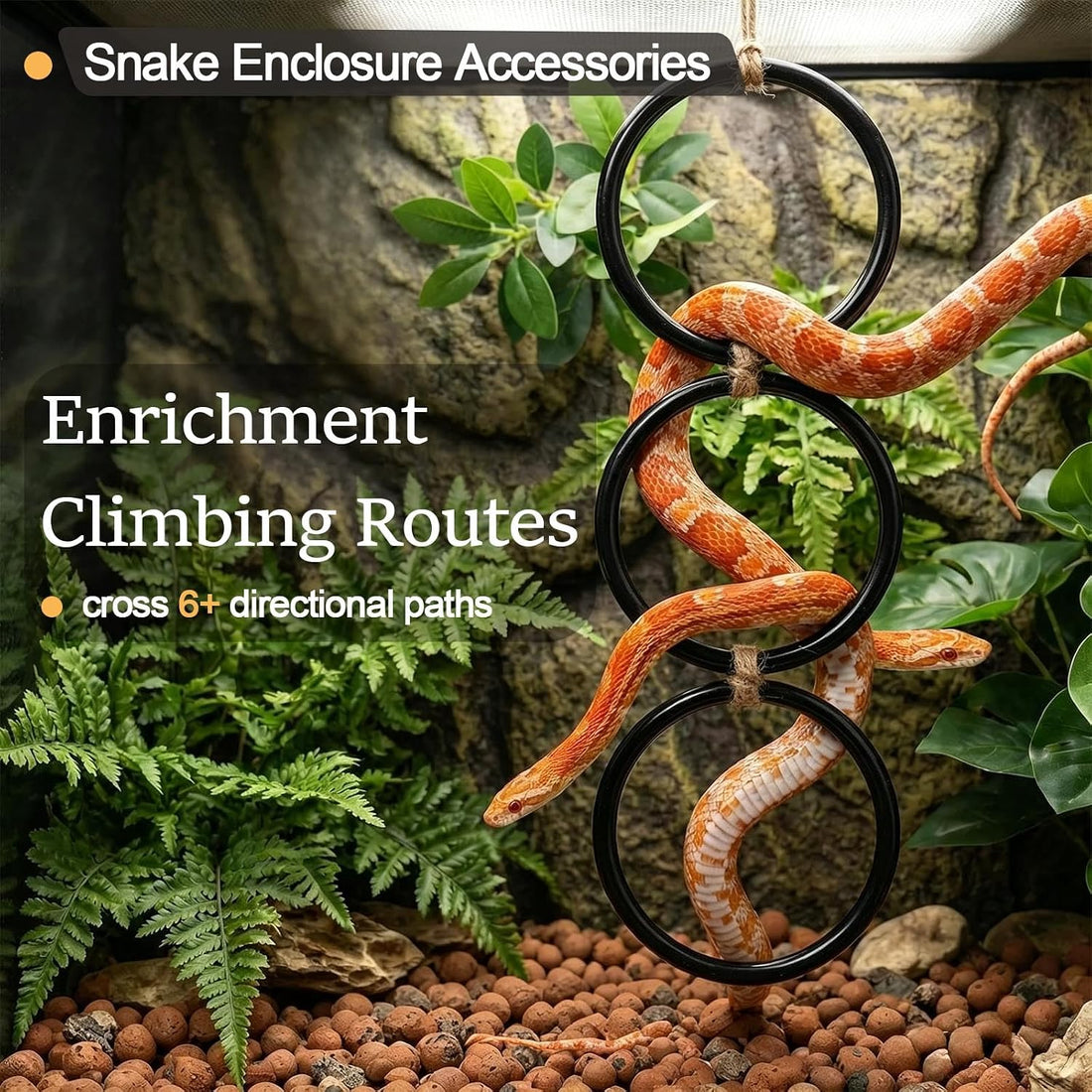 Ball Python Tank Accessory with 1 Pack Snake Climbing Ring for Decor