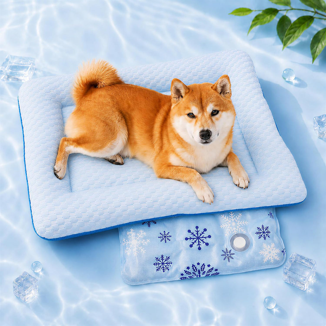 Water-Fill Cooling Cat Bed, Thick Cushion, Raised Bolsters