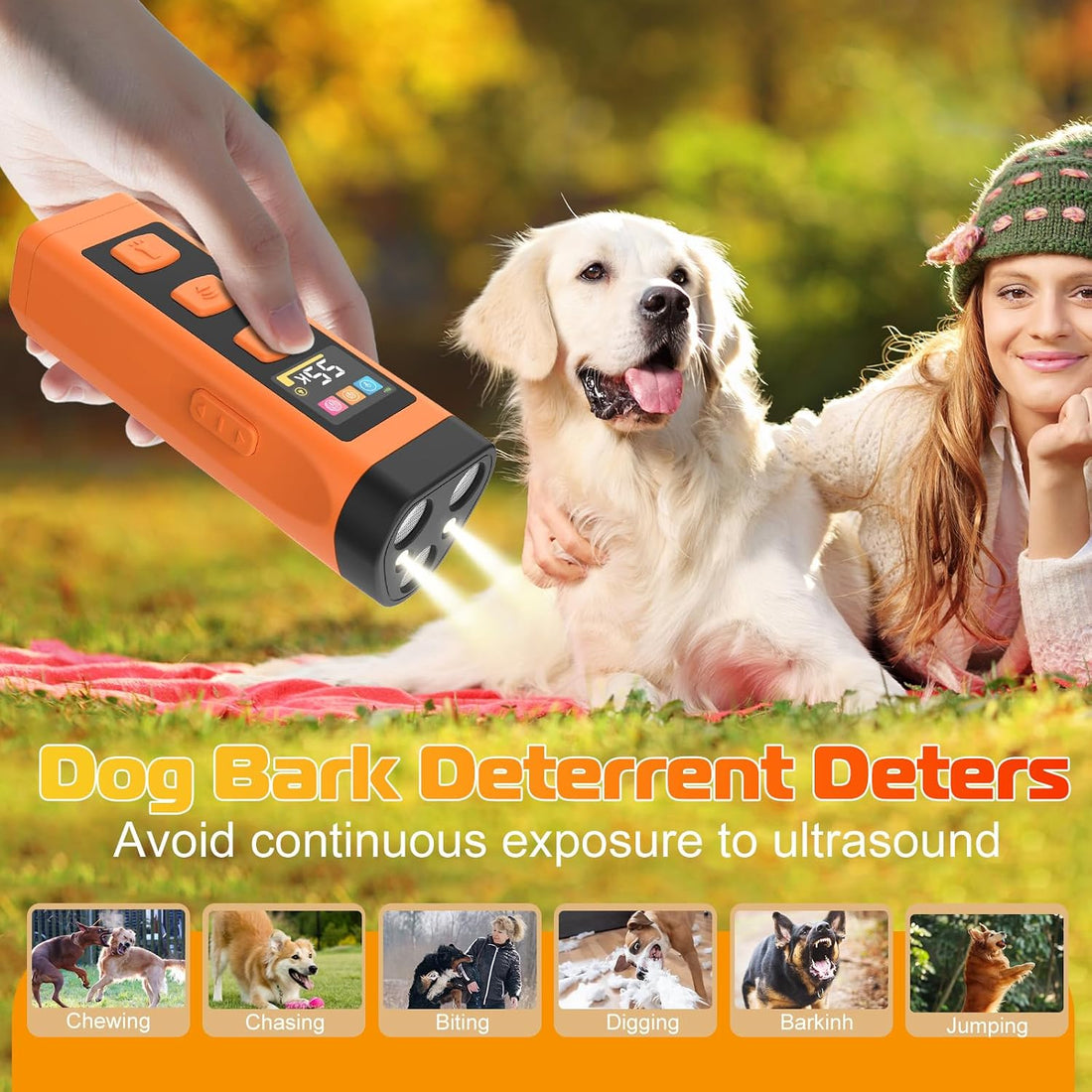 Dog Bark Deterrent Device, 3X Ultrasonic Dog Trainer