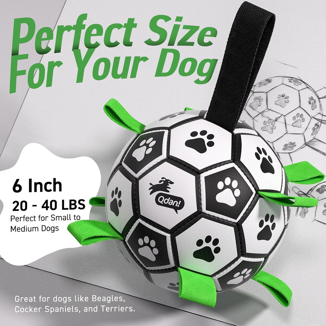 QDAN 6 Inch Dog Toys, Durable Floatable Dog Balls for Tug, Fetch