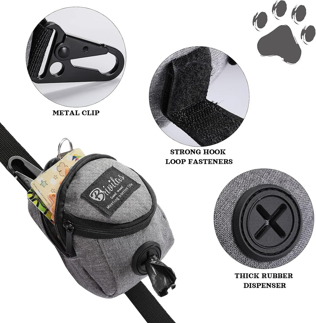 Talltalk 2 Pieces Dog Treat Pouch Pet Dog Poop Holder, Pink,Grey