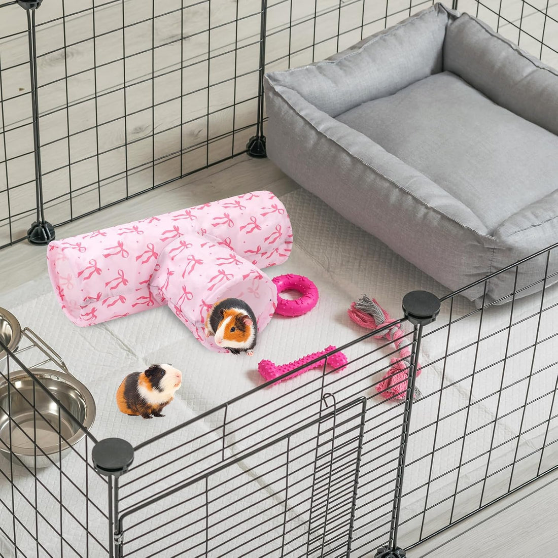 JarThenaAMCS Guinea Pig Tunnel 3 Way Washable Guinea Pig Hideout Pink