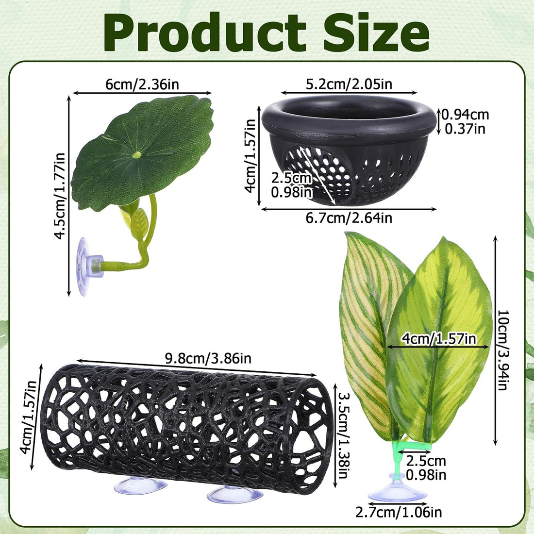 Amabro 4Pcs Betta Fish Hammock Tunnel Set Float Cave Leaf Pads