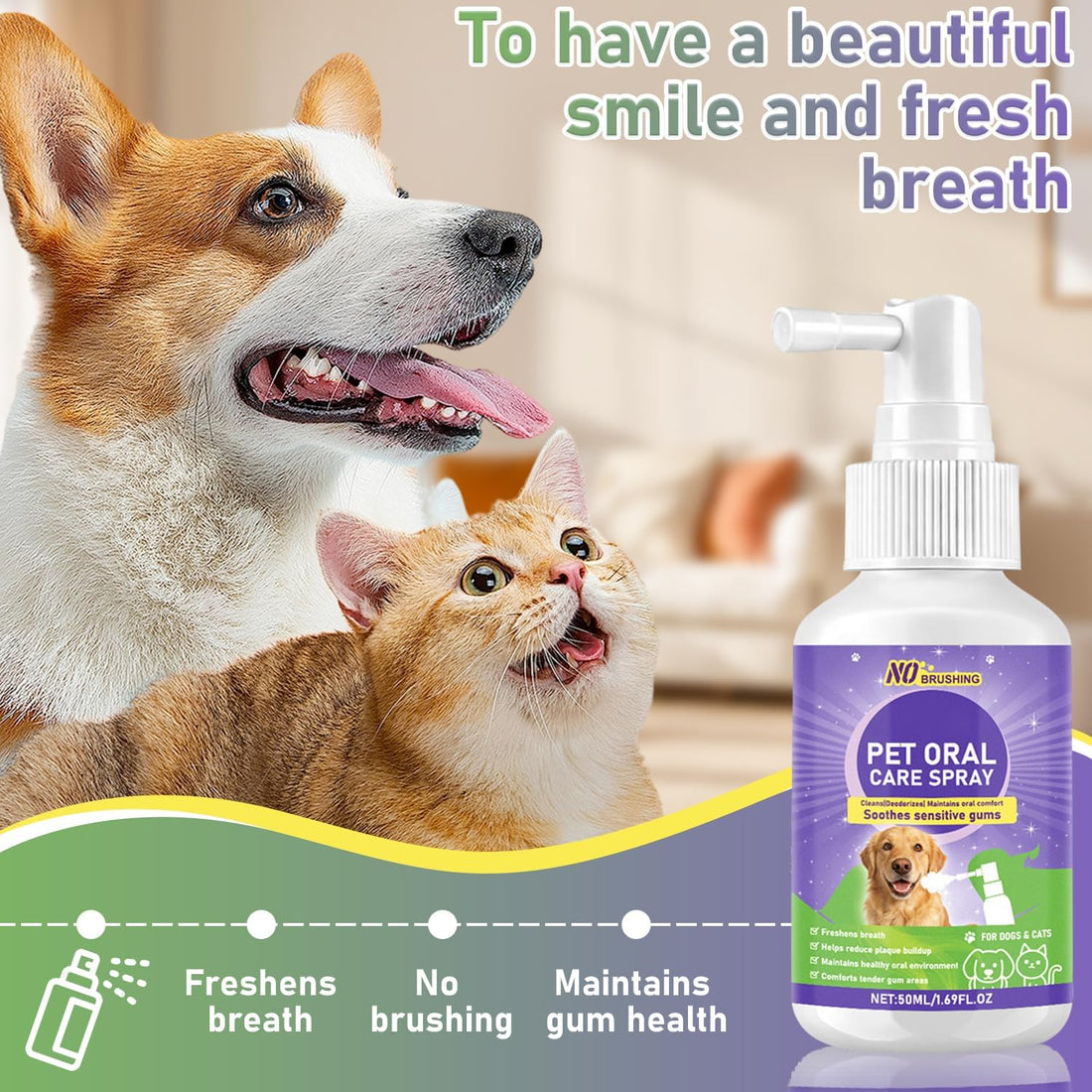 Wanban Dental Spray for Dogs - Oral Spray Bad Breath