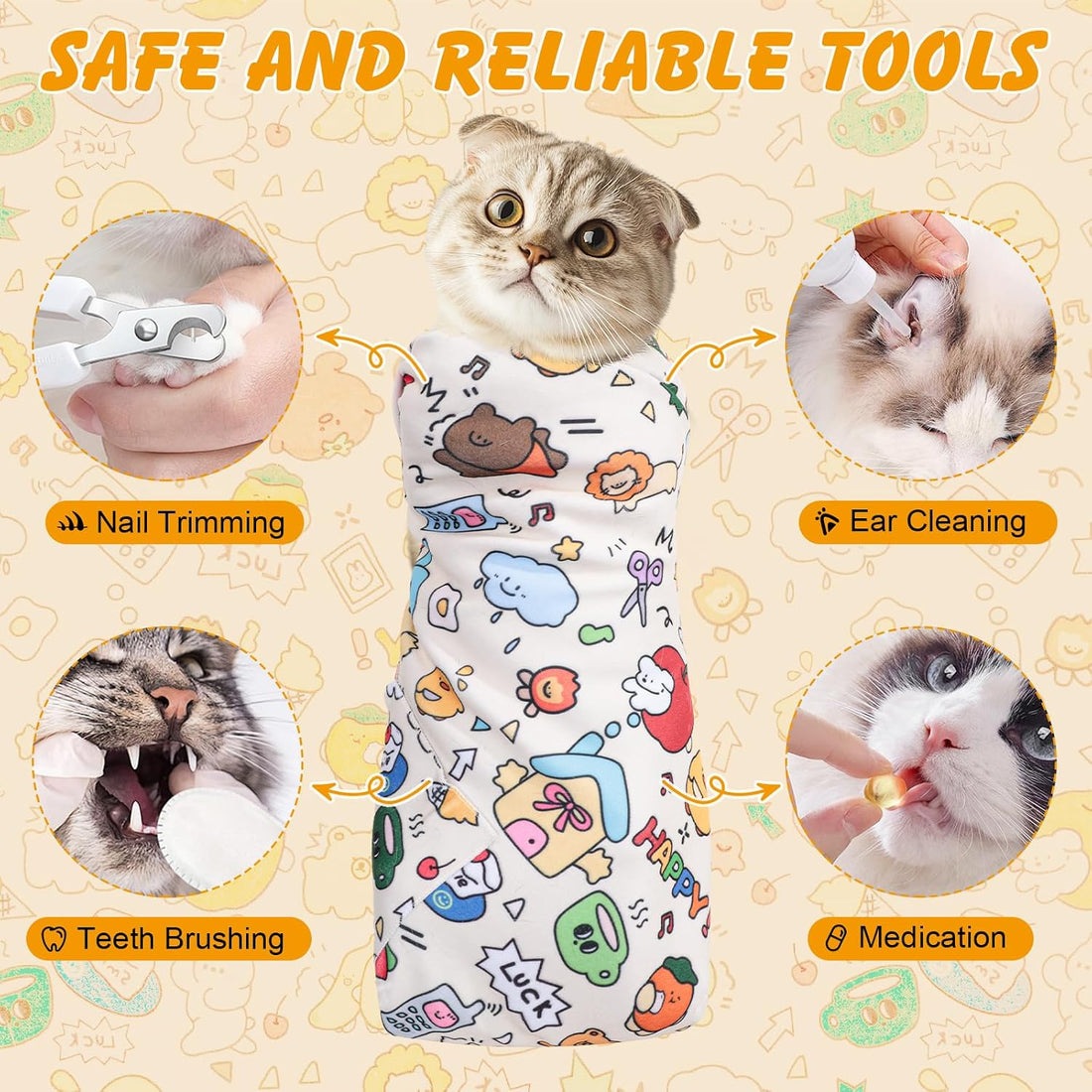 ondware 27.6In Self-Adhesive Cat Grooming Wrap