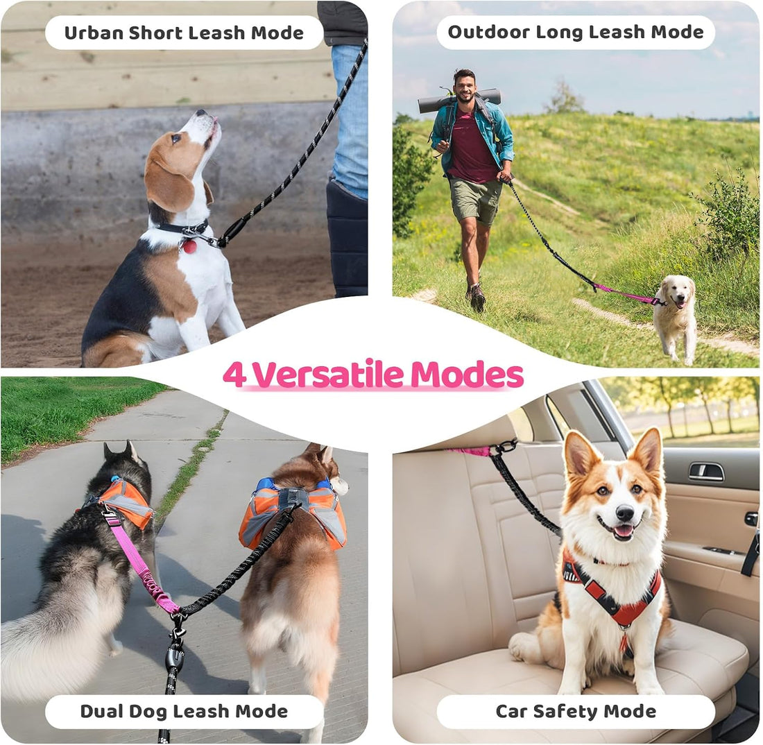 LEOSASA Double Dog Leash - 360°Swivel Tangle Free Splitter Attachment