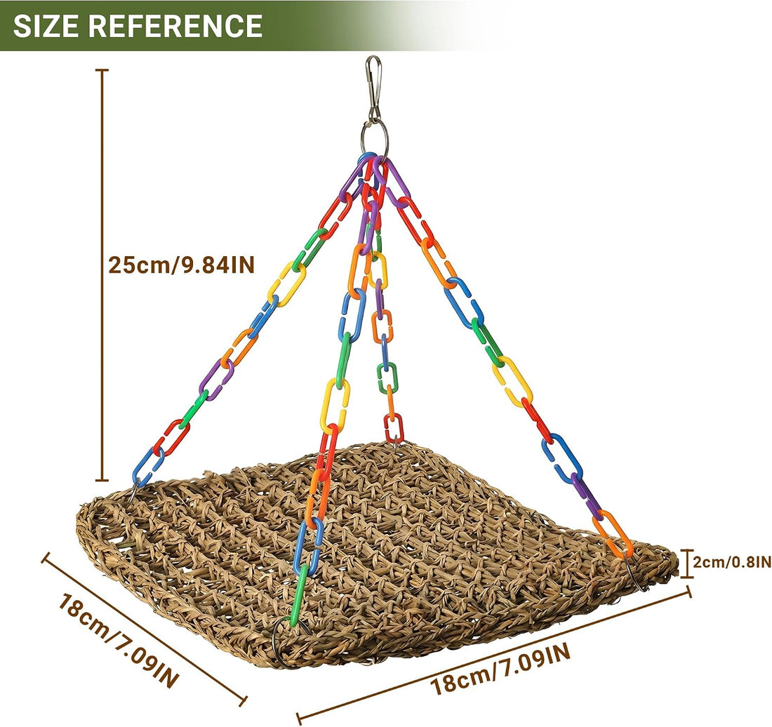 Natural Seagrass Bird Hammock for Cage, Parrot Climbing Hammock