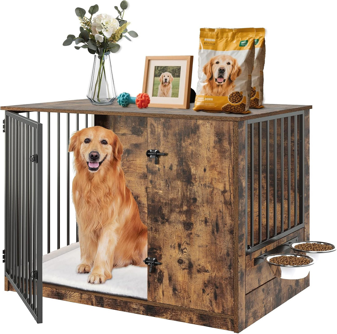 TBWIND 36" Dog Crate Furniture End Table for Medium Dogs, White