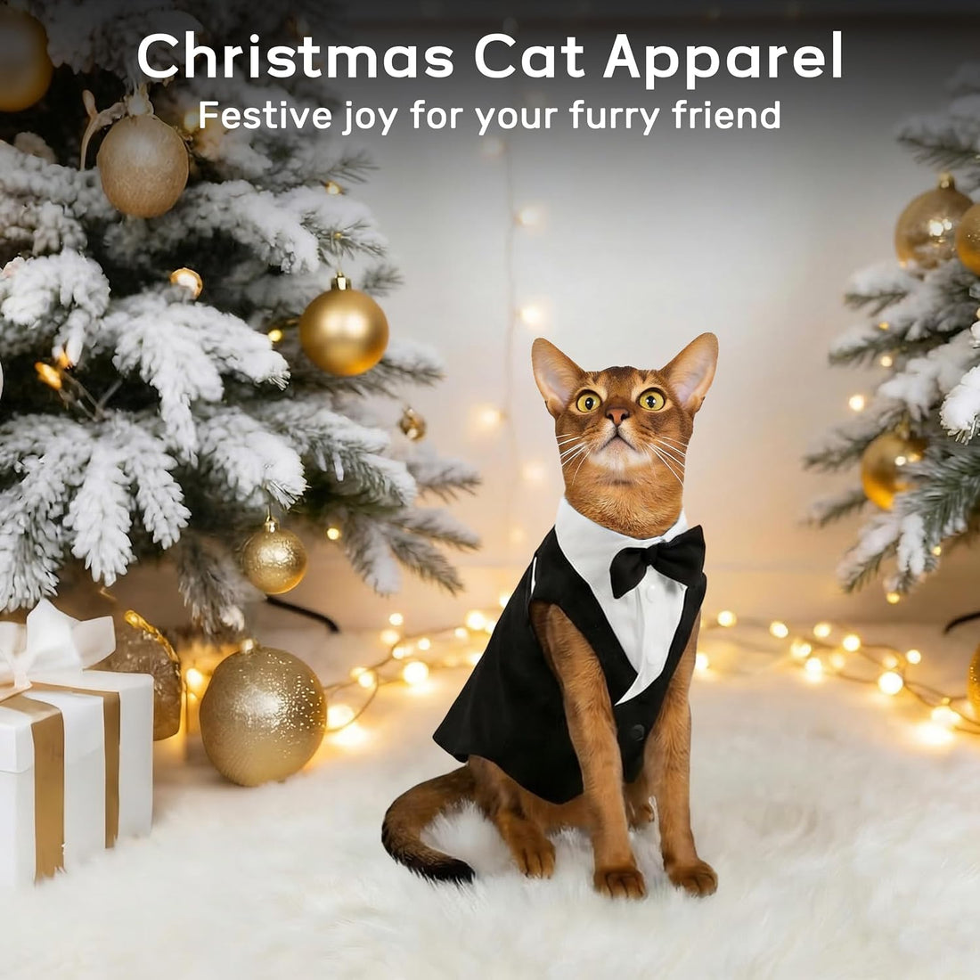 PUMYPOREITY Cat Tuxedo Suit Formal Wear with Bow Tie