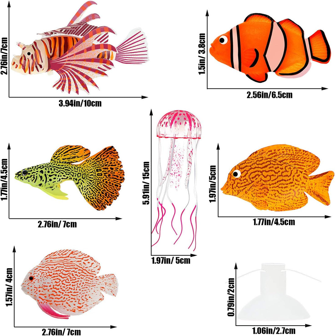 Weewooday 7 Pcs Artificial Fish Glowing Effect