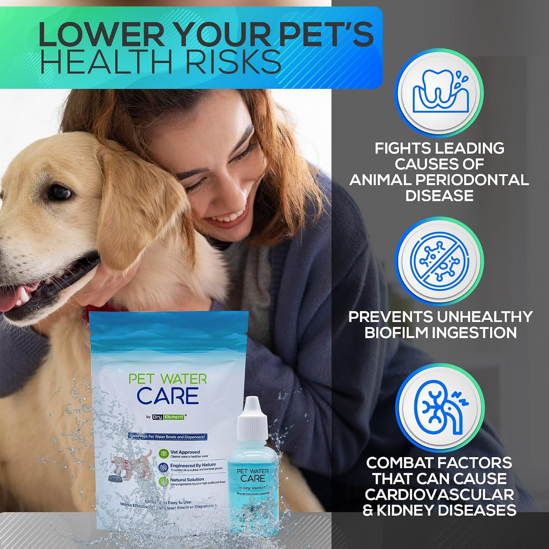 Pet Water Care - Dog and Cat Water Additive for Dental and Oral Care