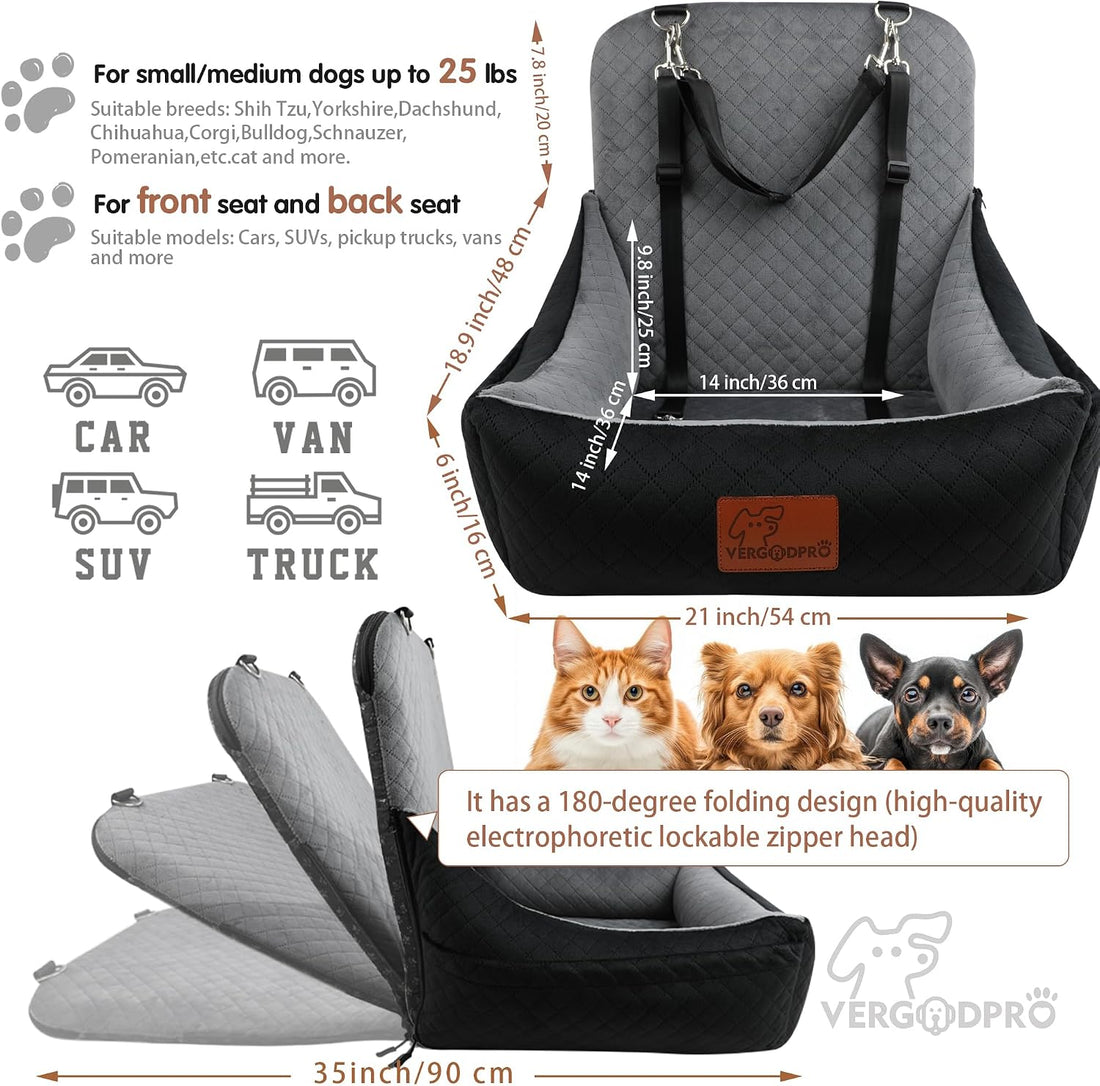 Small Dog Car Seat & Travel Bed:Keep Your Pup Safe,Comfortable