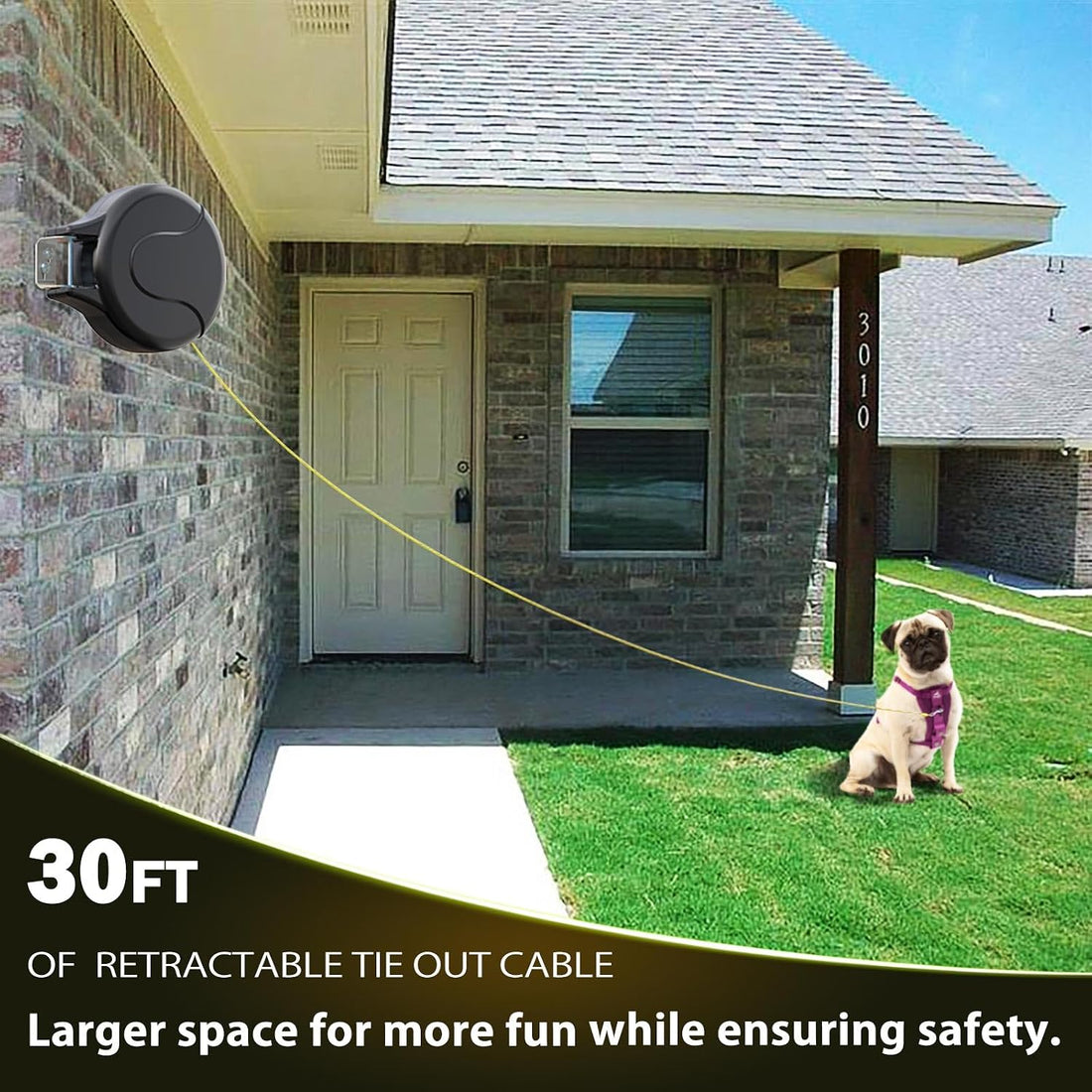 30FT Wall Mount Retractable Dog Tie Out Cable