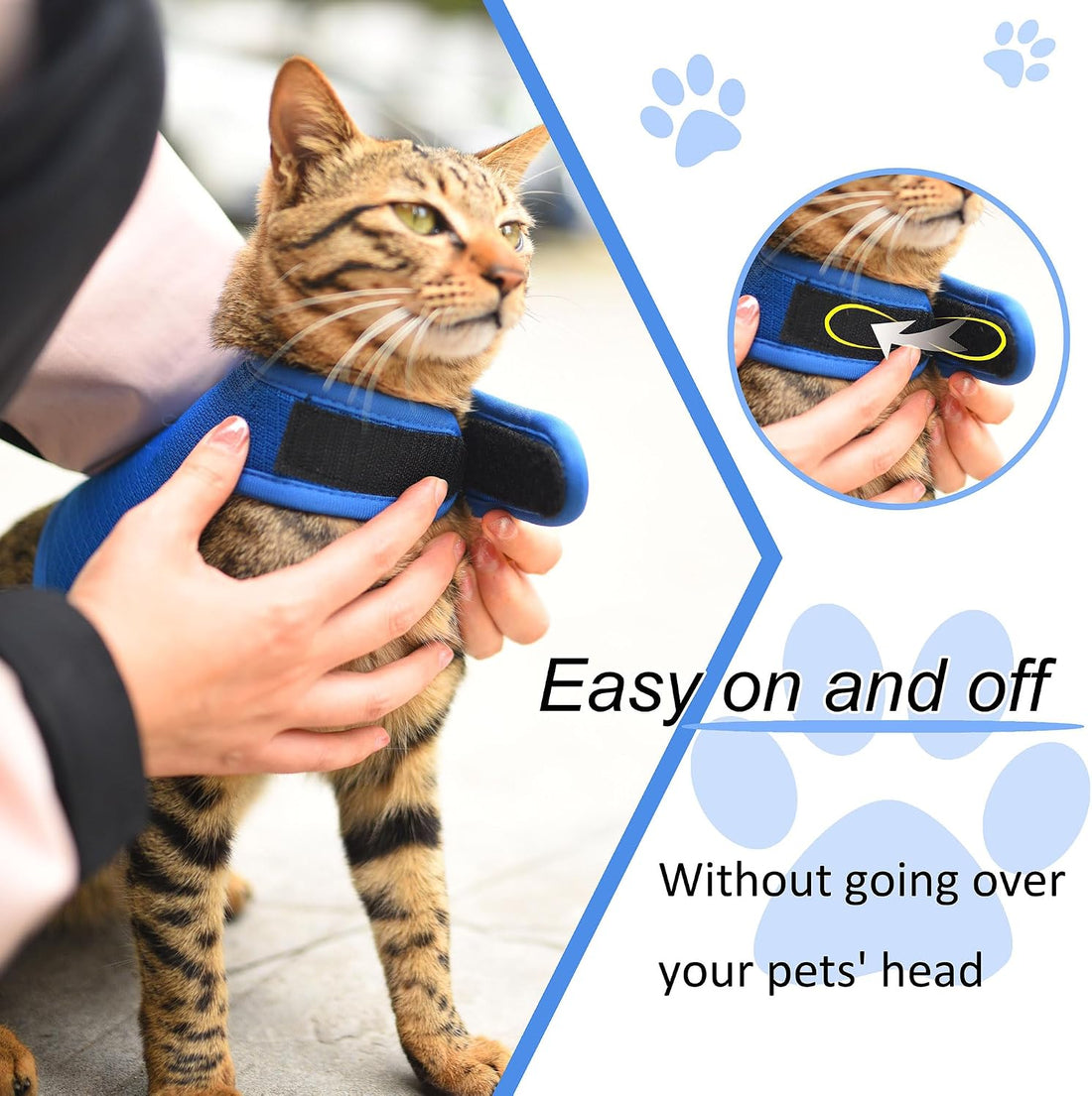 Cat Harness and Leash Set for Walking Escape Proof, Blue, Large