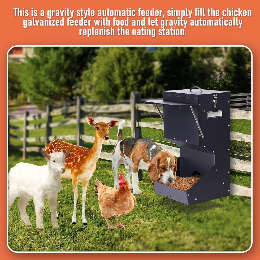 Outdoor Automatic Dog Feeder Large Breed 25 lbs Gravity Dog Feeder