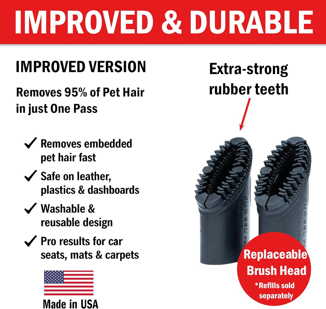 FUR-EEL PRO 2.0 Pet Hair Vacuum Attachment, Rubber Pet Hair Remover